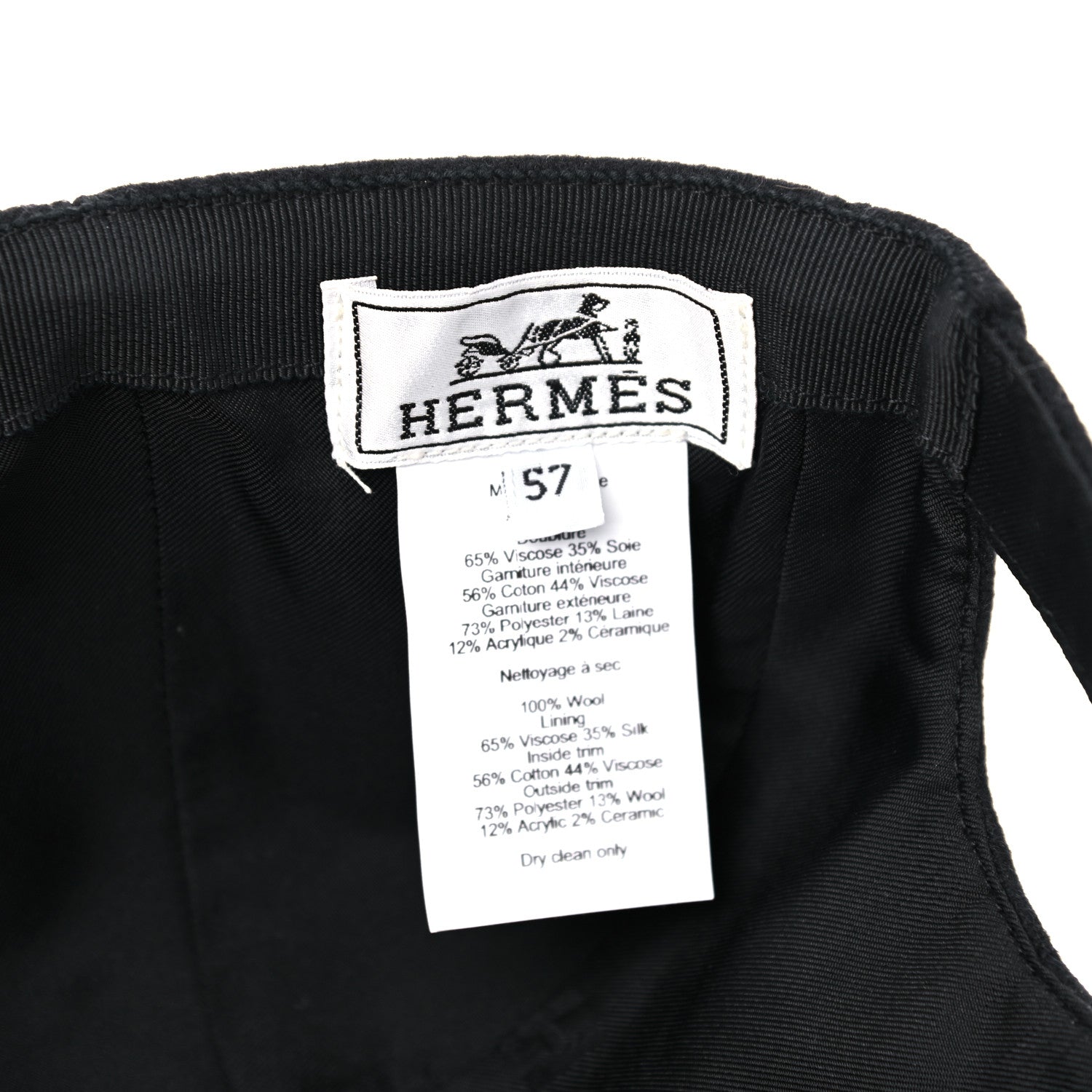 Hermes Wool Davis Varsity Hat 57 Black 6 of 6