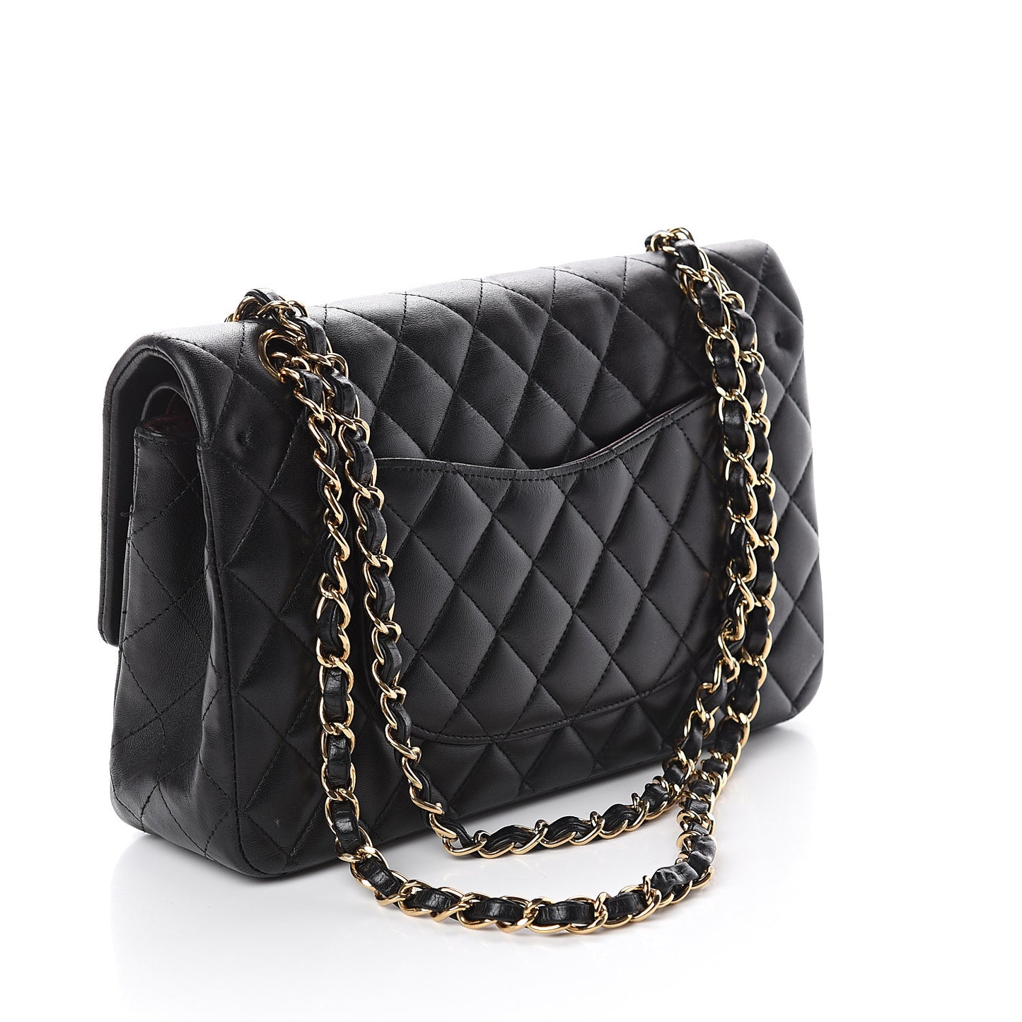 Lambskin Quilted Medium Double Flap Black