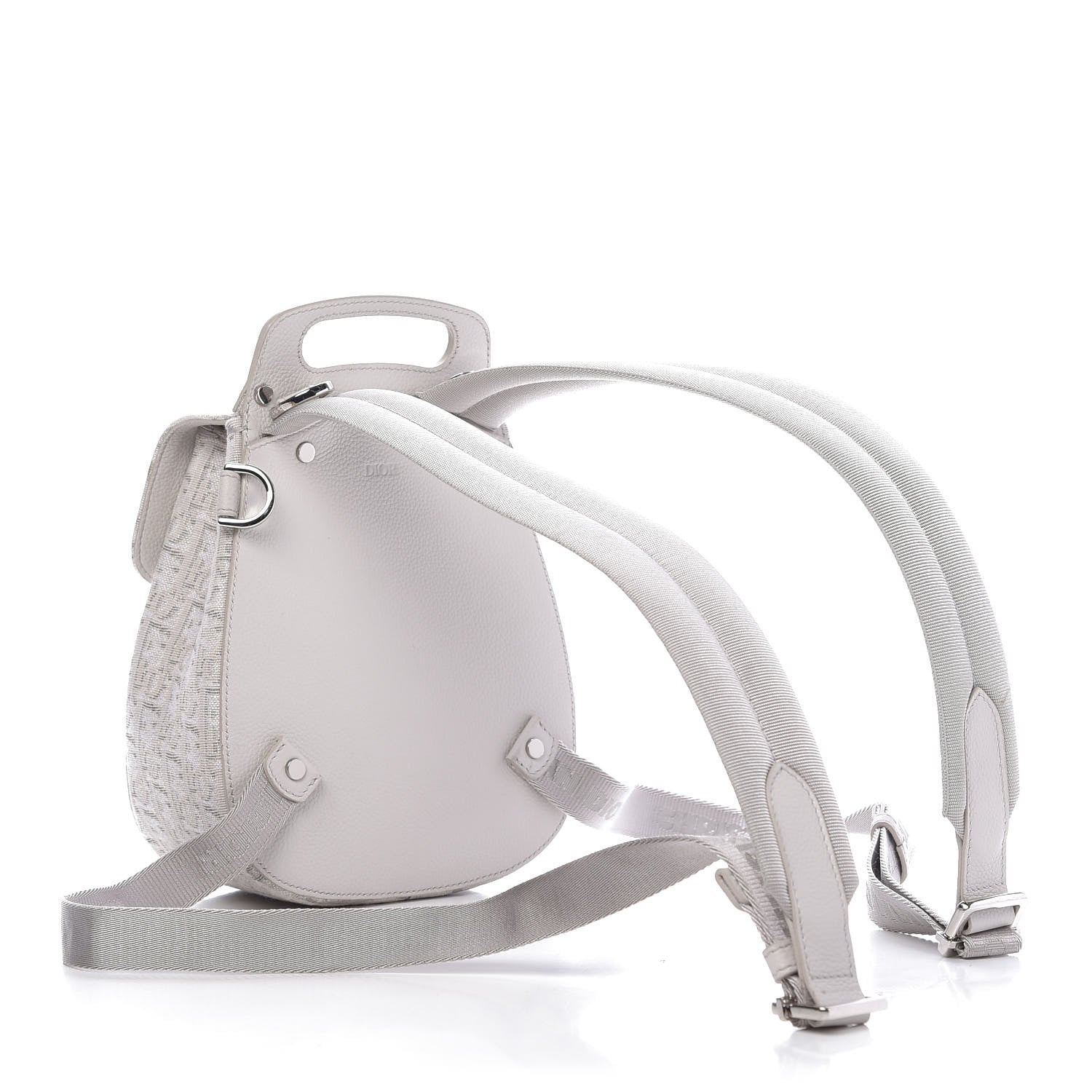 Christian Dior HOMME Oblique Jacquard Calfskin Mini Saddle Backpack Beige 2 of 12