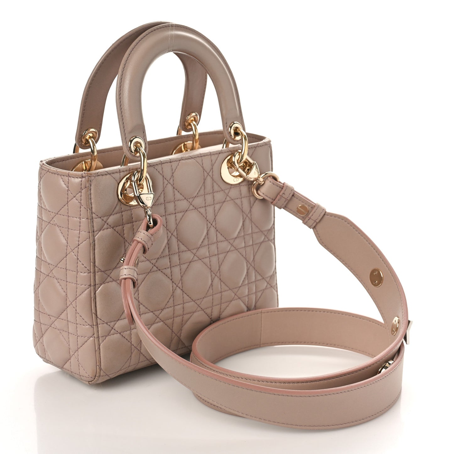 Lambskin Cannage Small Lucky Badges My Lady Dior Taupe