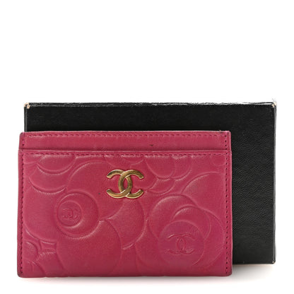 Chanel Lambskin Camellia Embossed Card Holder Fuchsia 8 of 8