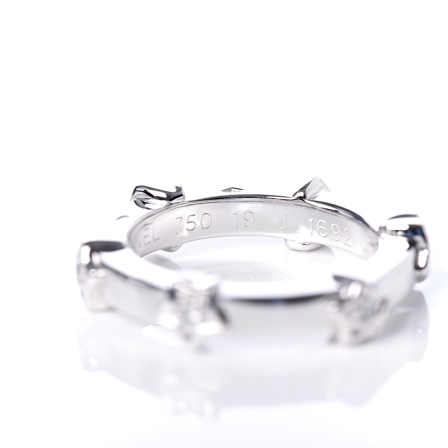 Chanel 18K White Gold Diamond Comete Band Ring 47 4 5 of 6