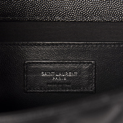 Saint Laurent Grain De Poudre Textured Mixed Matelasse Triquilt Medium Monogram Satchel Black 5 of 9