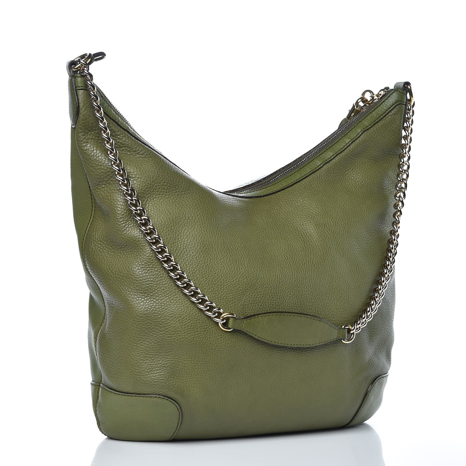 Gucci Pebbled Calfskin Medium Soho Chain Hobo Green 3 of 14