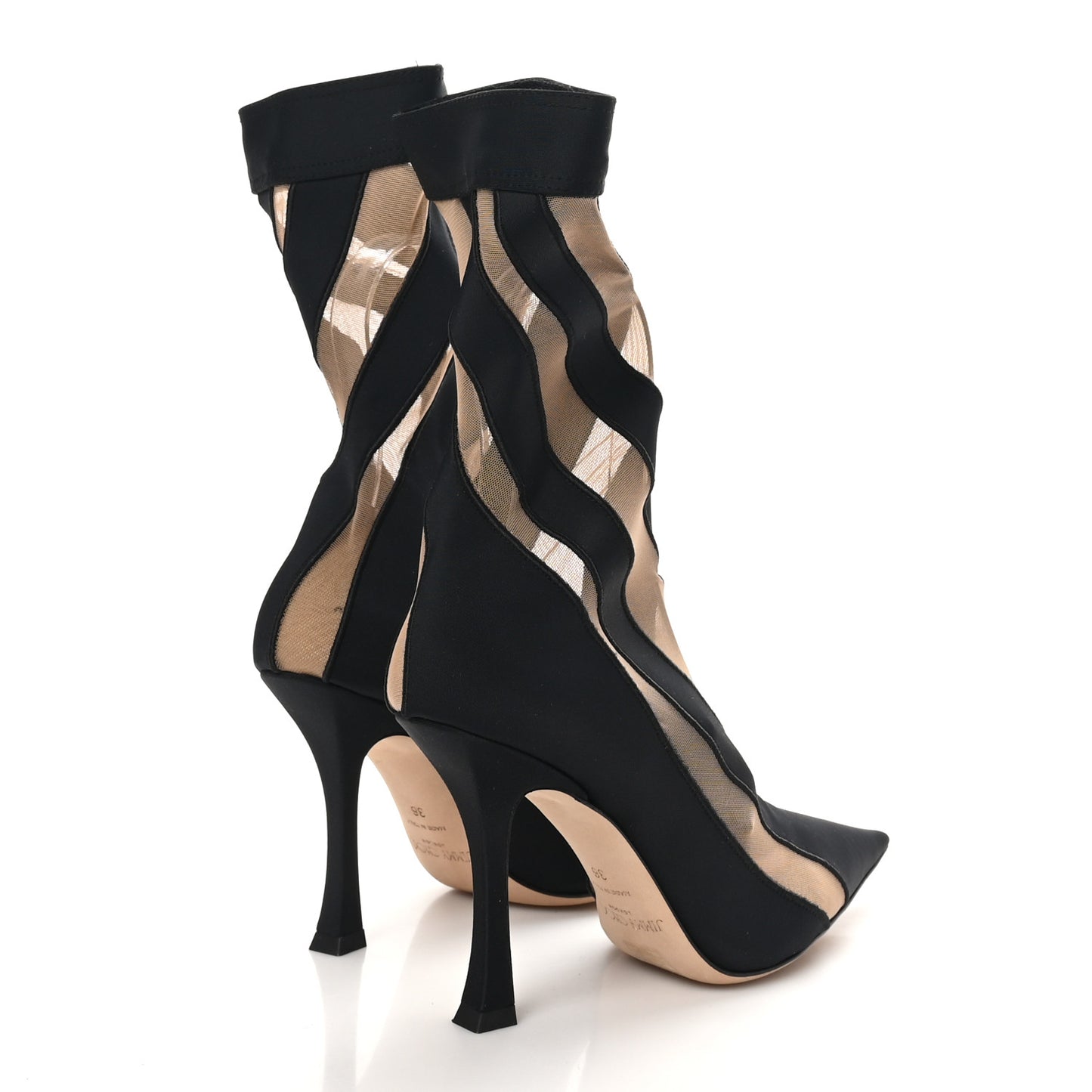 X Mugler Spiral Sock Ankle Boots 36 Black Nude