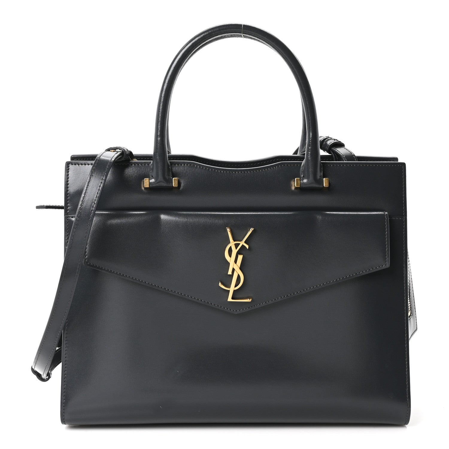 Saint Laurent Shiny Calfskin Medium Uptown Tote Black 1 of 10