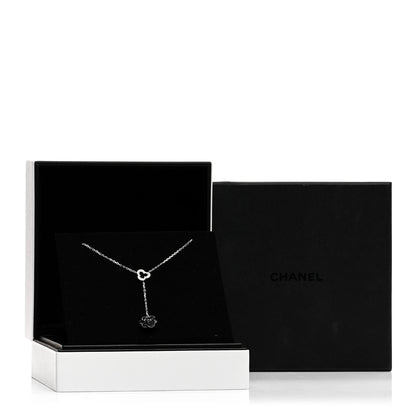 Chanel 18K White Gold Diamond Black Onyx Camelia Sculpte Drop Pendant Necklace 5 of 5