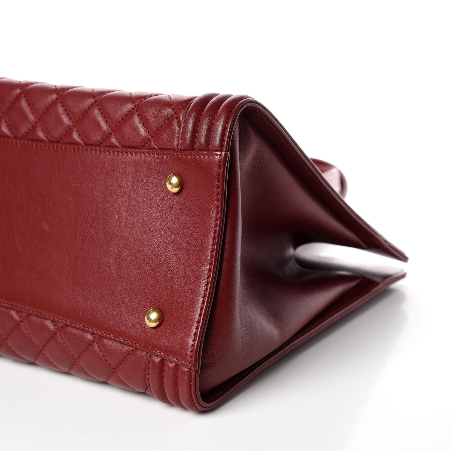 Chanel Lambskin Quilted Boy Shopping Tote Dark Red 6 of 13