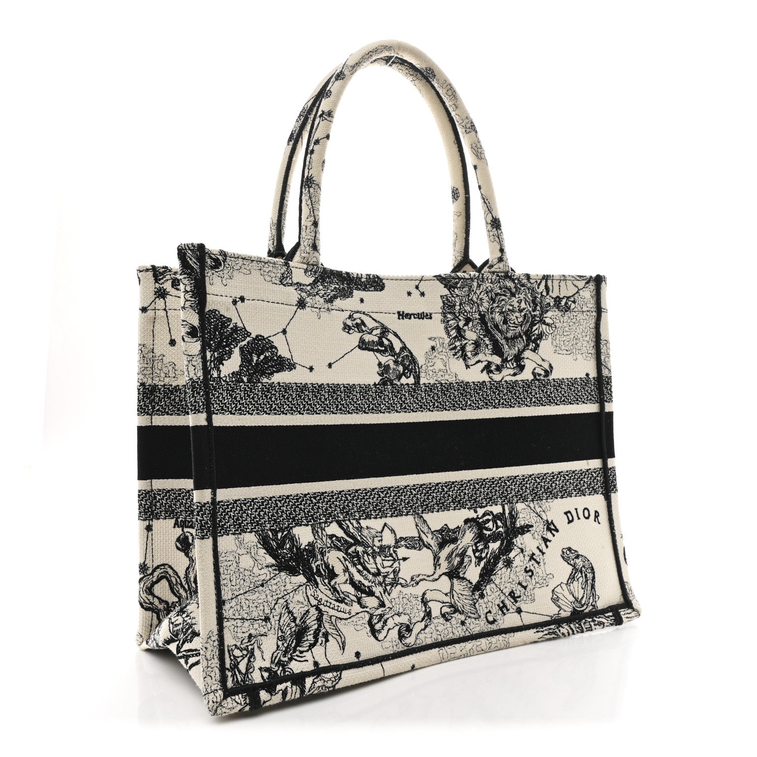 Christian Dior Canvas Zodiac Toile De Jouy Embroidered Medium Book Tote Latte 3 of 12