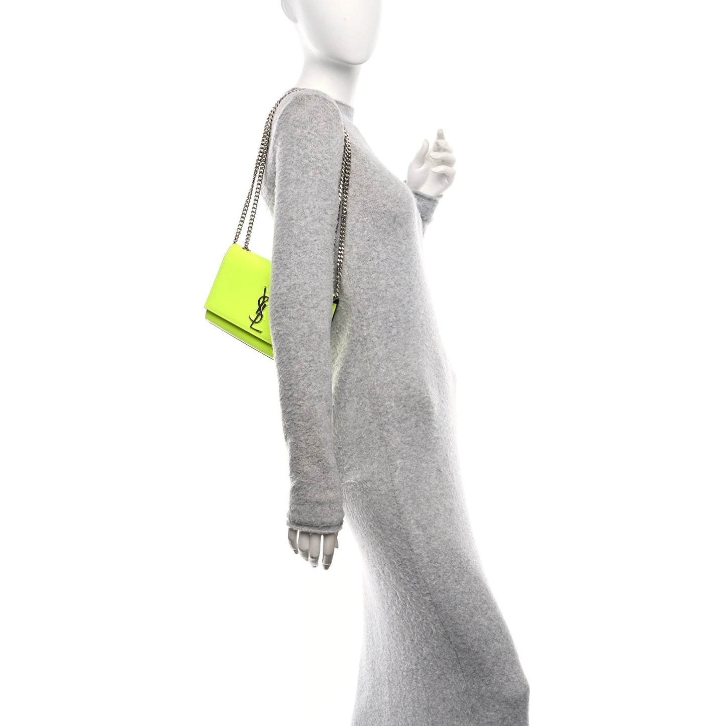 Patent Grain de Poudre Small Monogram Kate Satchel Neon Yellow