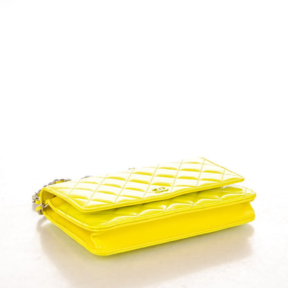 Chanel Patent Quilted Wallet On Chain WOC Light Green 4 of 8