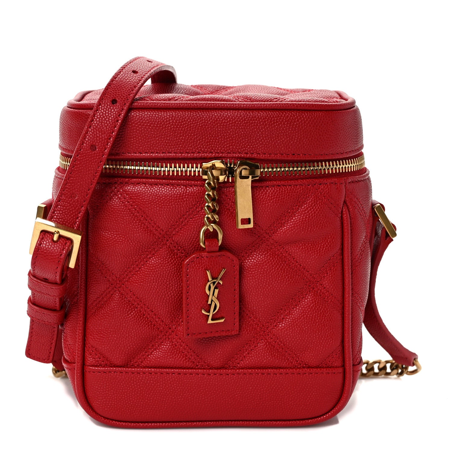 Saint Laurent Grain de Poudre Quilted 80's Vanity Bag Red 1 of 8
