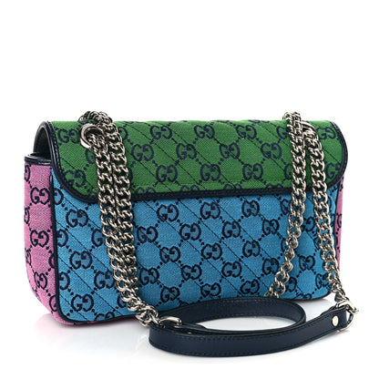 Gucci Monogram Multicolor Matelasse Diagonal Small GG Marmont Shoulder Bag Green Blue Yellow Light Blue Pink 3 of 9