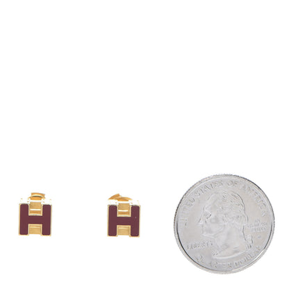 Hermes Gold Lacquered Cage d'H Earrings Rouge H 2 of 5