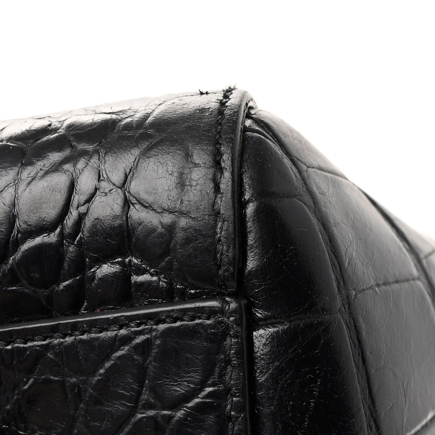 Calfskin Crocodile Embossed Large Antigona Black