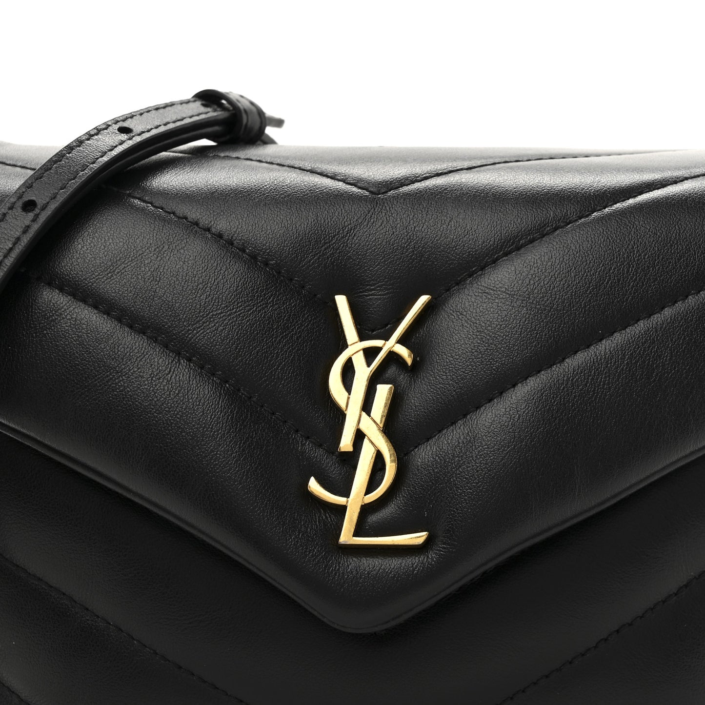 Calfskin Y Quilted Monogram Toy Loulou Crossbody Bag Black
