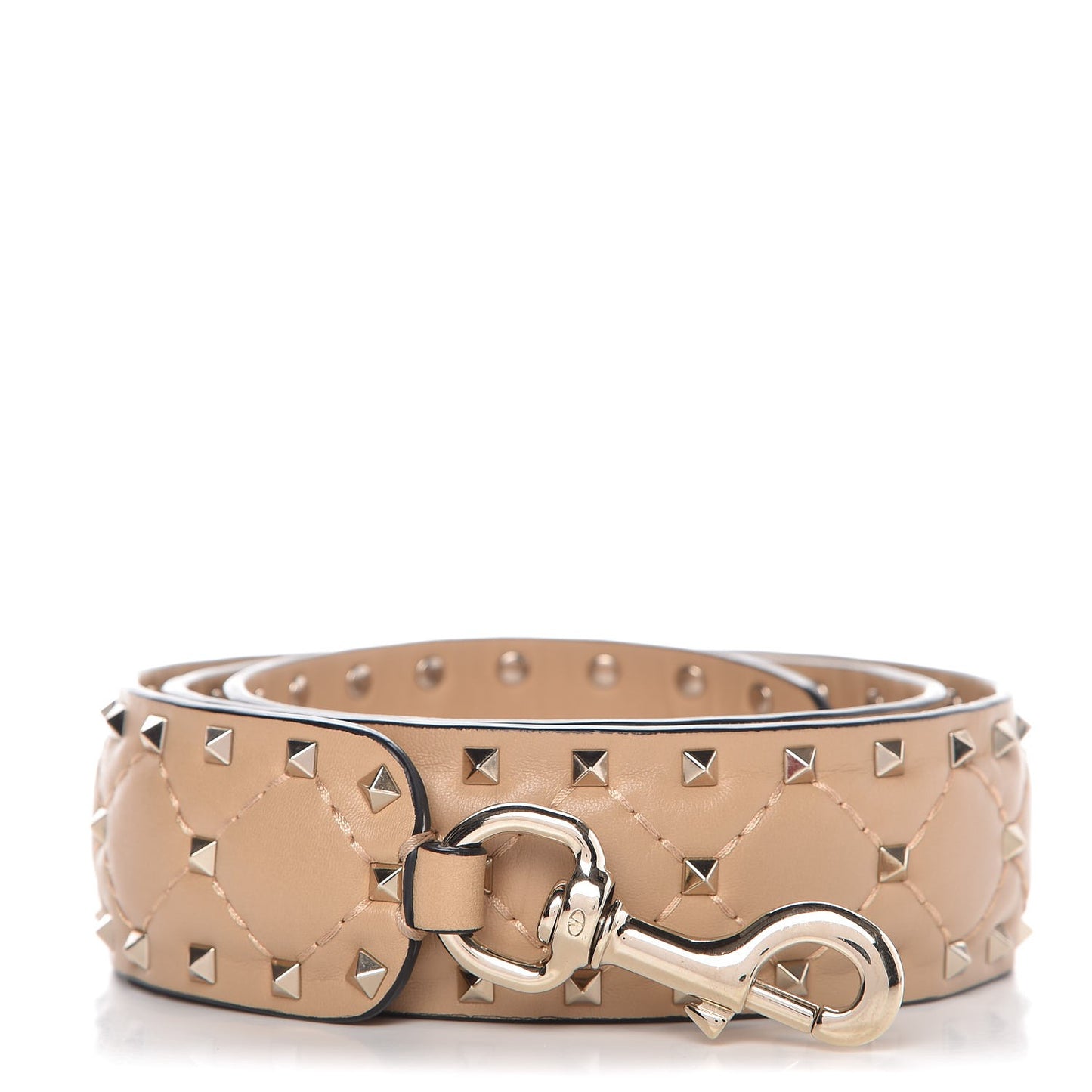 Lambskin Rockstud Spike Shoulder Strap Camel Rose