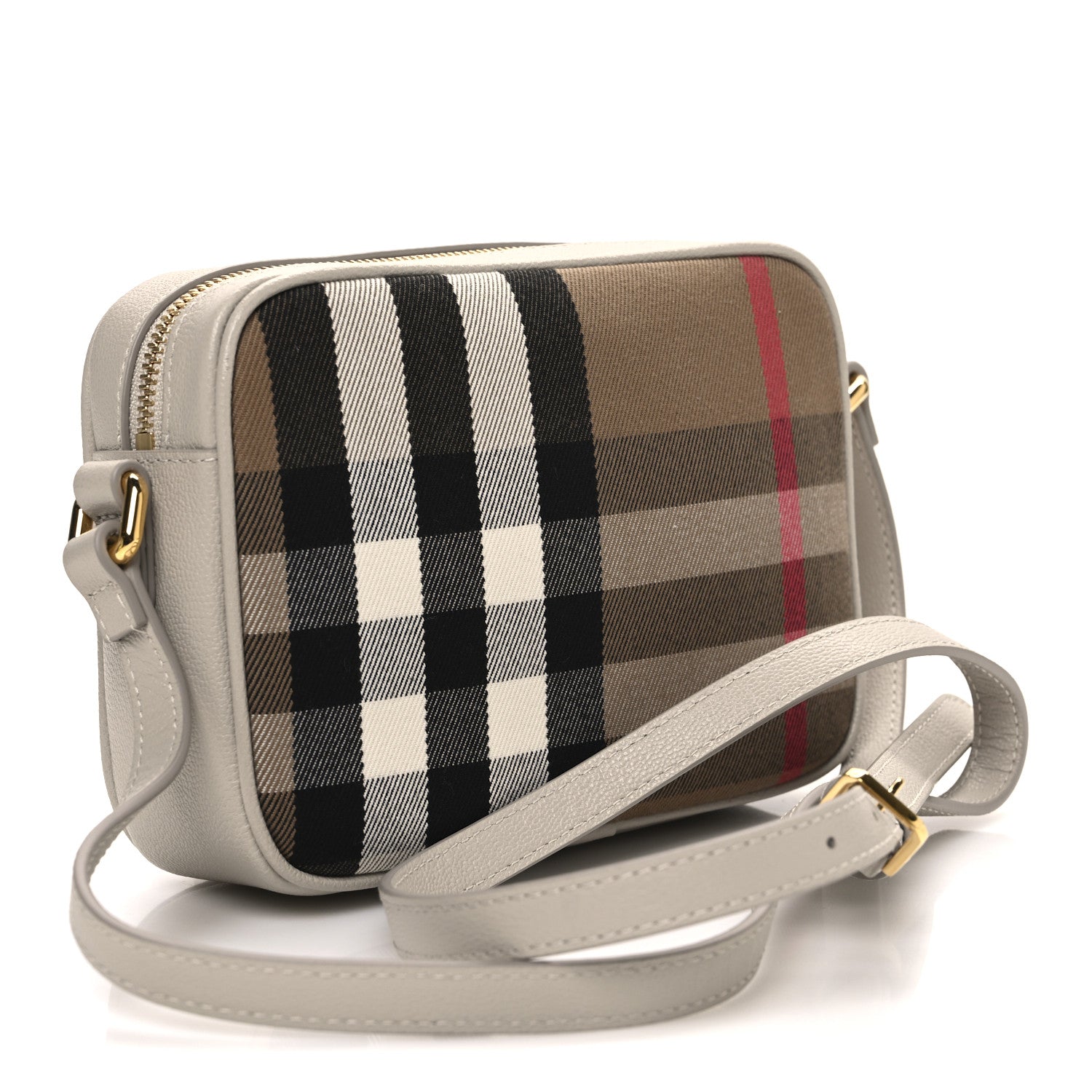 Burberry Calfskin House Check Small Camera Bag Limestone 3 of 11