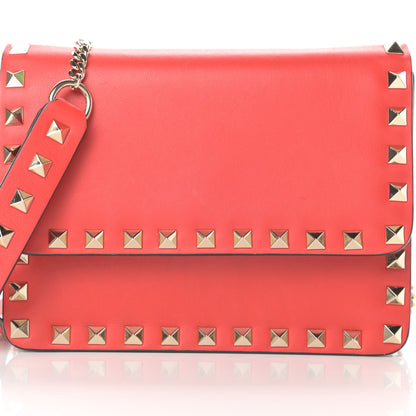 Valentino Garavani Vitello Mini Rockstud Chain Flap Crossbody Bag Deep Orange 8 of 15