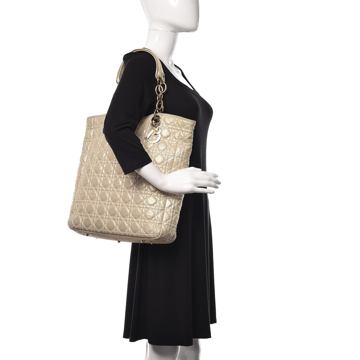 Christian Dior Metallic Lambskin Cannage Dior Soft Shopping Tote Gold 2 of 31