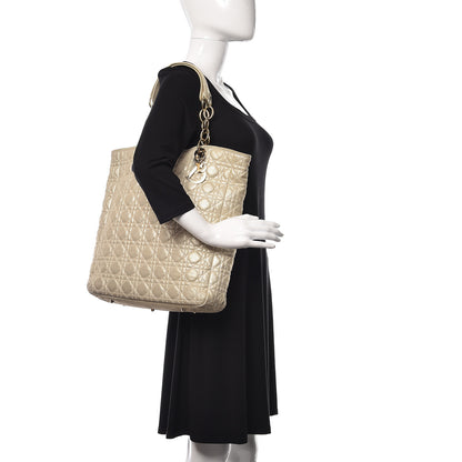 Christian Dior Metallic Lambskin Cannage Dior Soft Shopping Tote Gold 2 of 31