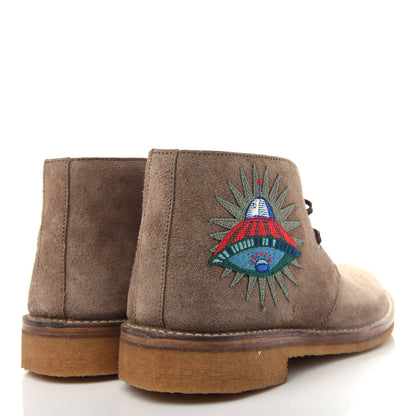 Gucci Suede Embroidered Mens UFO and Owl Boots 8 Beige 4 of 10