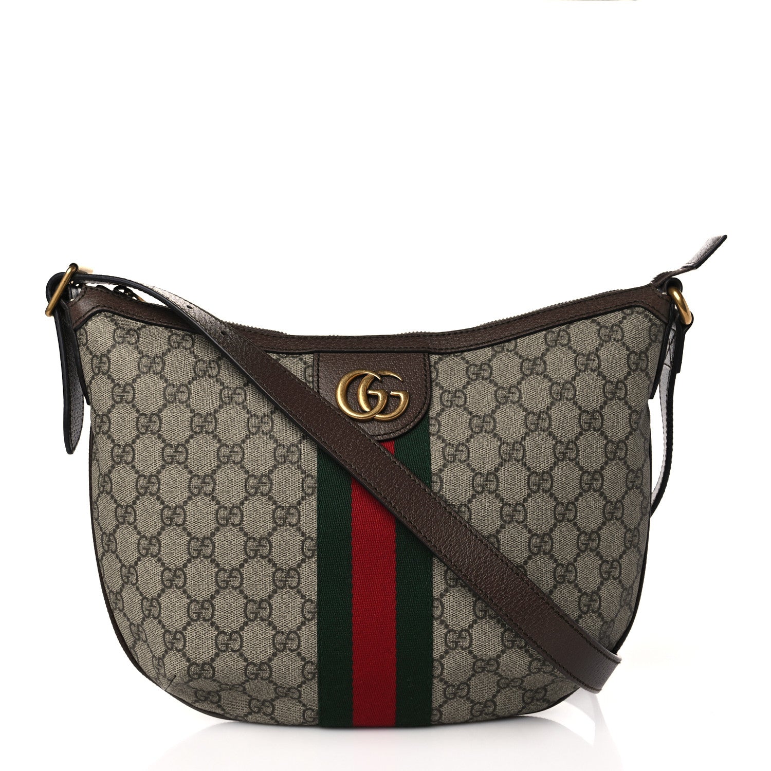 Gucci GG Supreme Monogram Web Small Ophidia Half Moon Hobo Brown 1 of 10