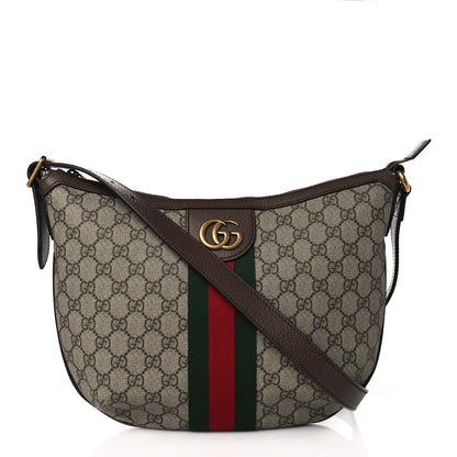 Gucci GG Supreme Monogram Web Small Ophidia Half Moon Hobo Brown 1 of 10