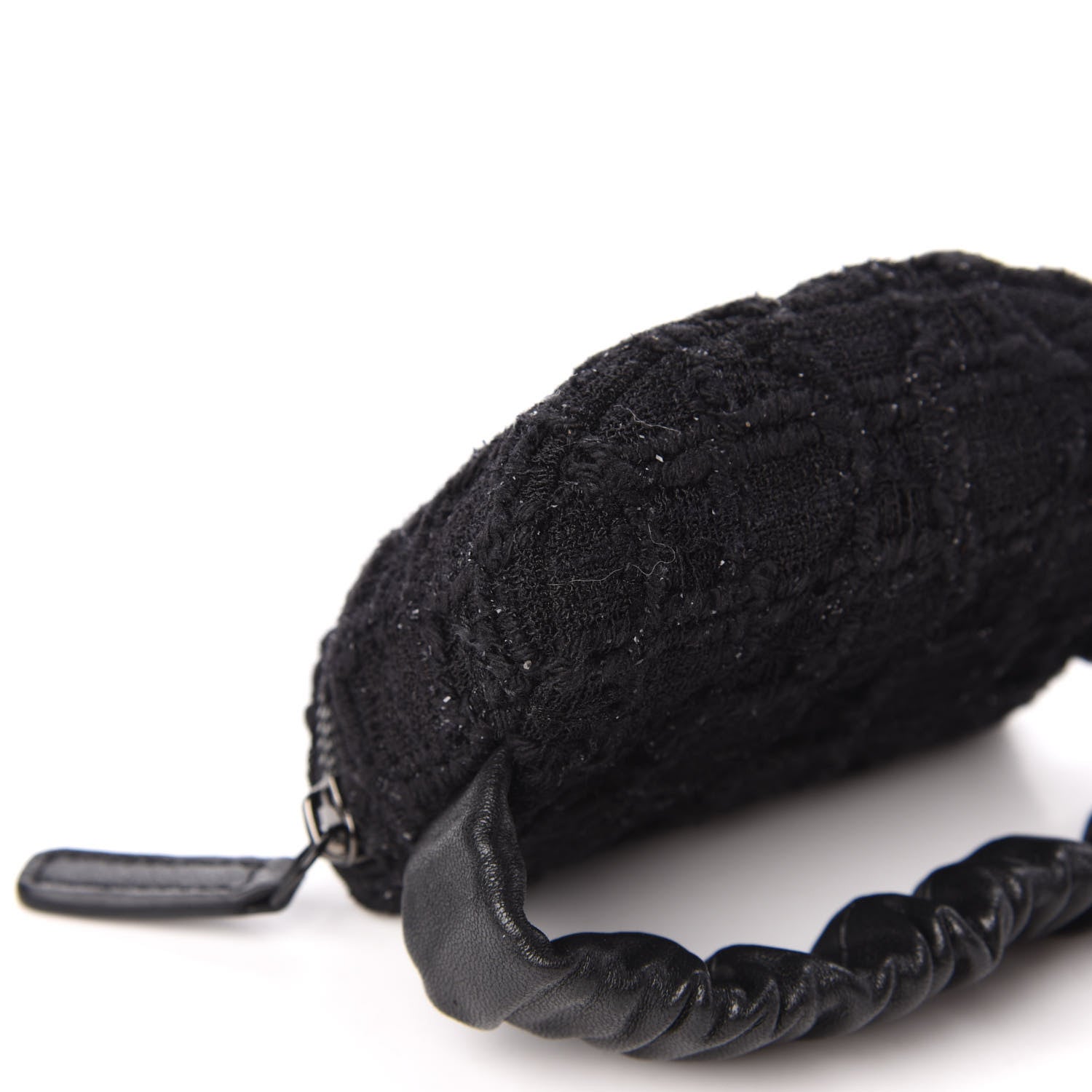 Chanel Tweed Lambskin Quilted Arm Coin Purse Black 5 of 7