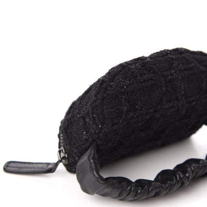 Chanel Tweed Lambskin Quilted Arm Coin Purse Black 5 of 7