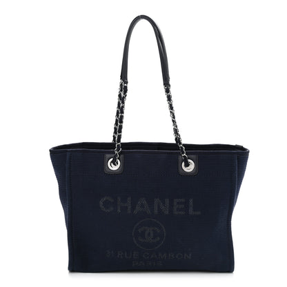 Chanel Mixed Fibers Small Deauville Tote Navy 3 of 11