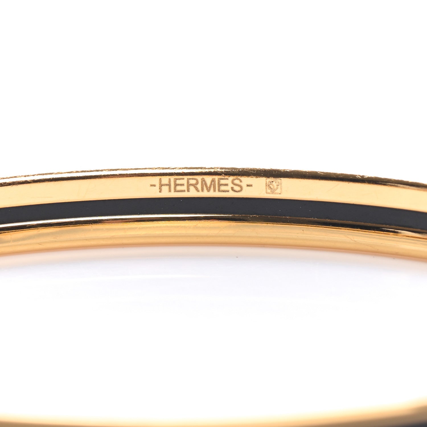 Hermes Enamel Printed Narrow Bracelet 65 Black 4 of 6