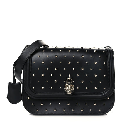 Alexander McQueen Calfskin Studded Small Padlock Crossbody Bag Black 1 of 7
