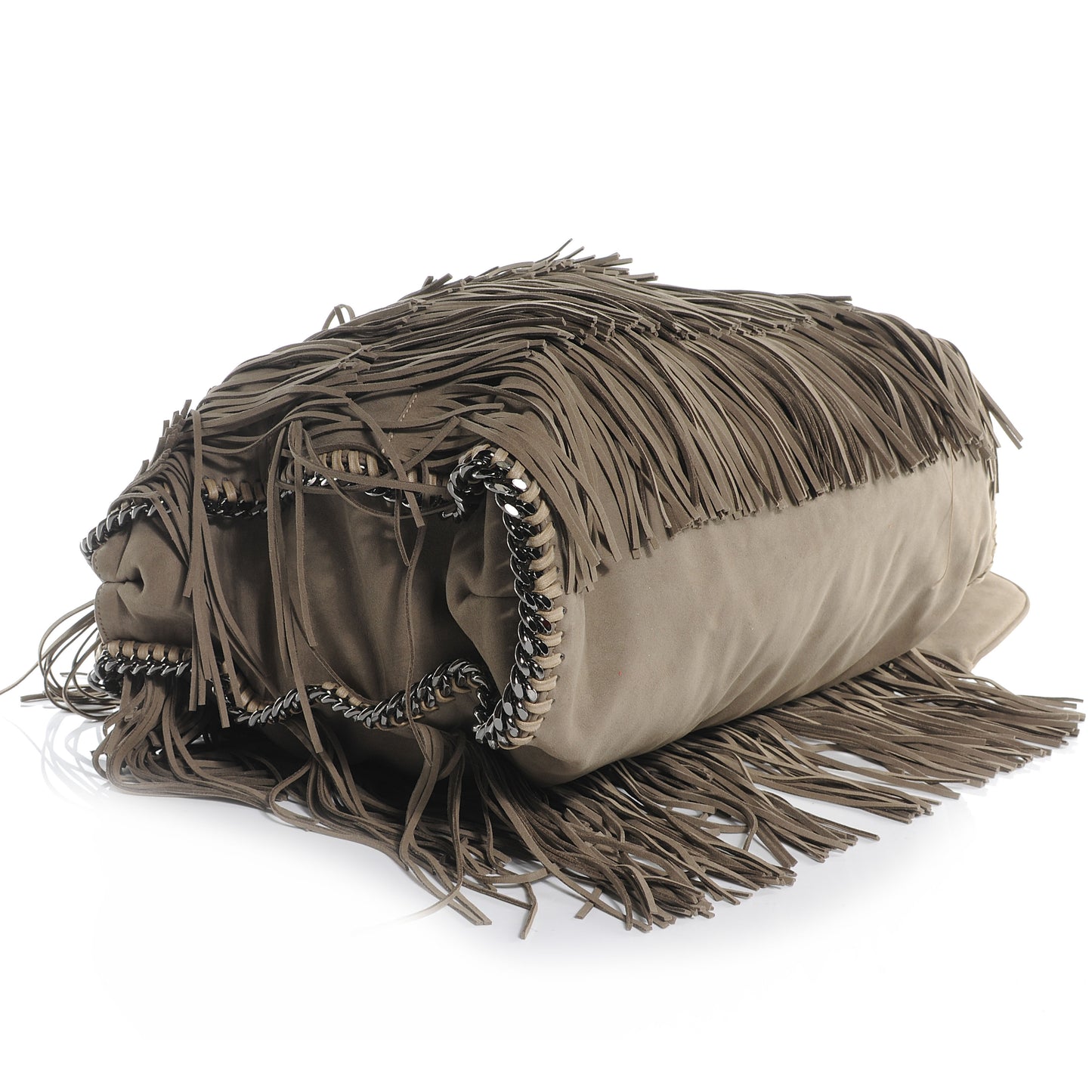 Faux Suede Fringe Falabella Tote Taupe