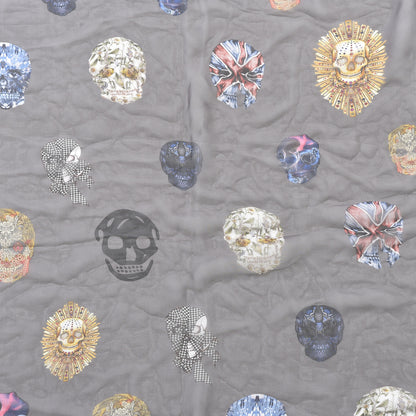 Alexander McQueen Silk Chiffon Skull Scarf Prints Black Grey 2 of 4