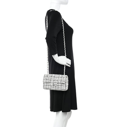 Chanel Tweed Quilted Mini Rectangular Flap White Black 2 of 12