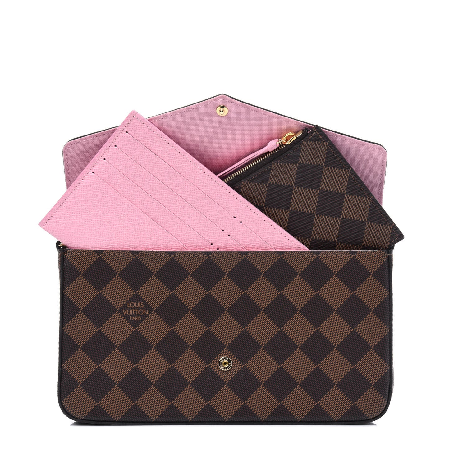 Damier Ebene Studded Pochette Felicie Chain Wallet