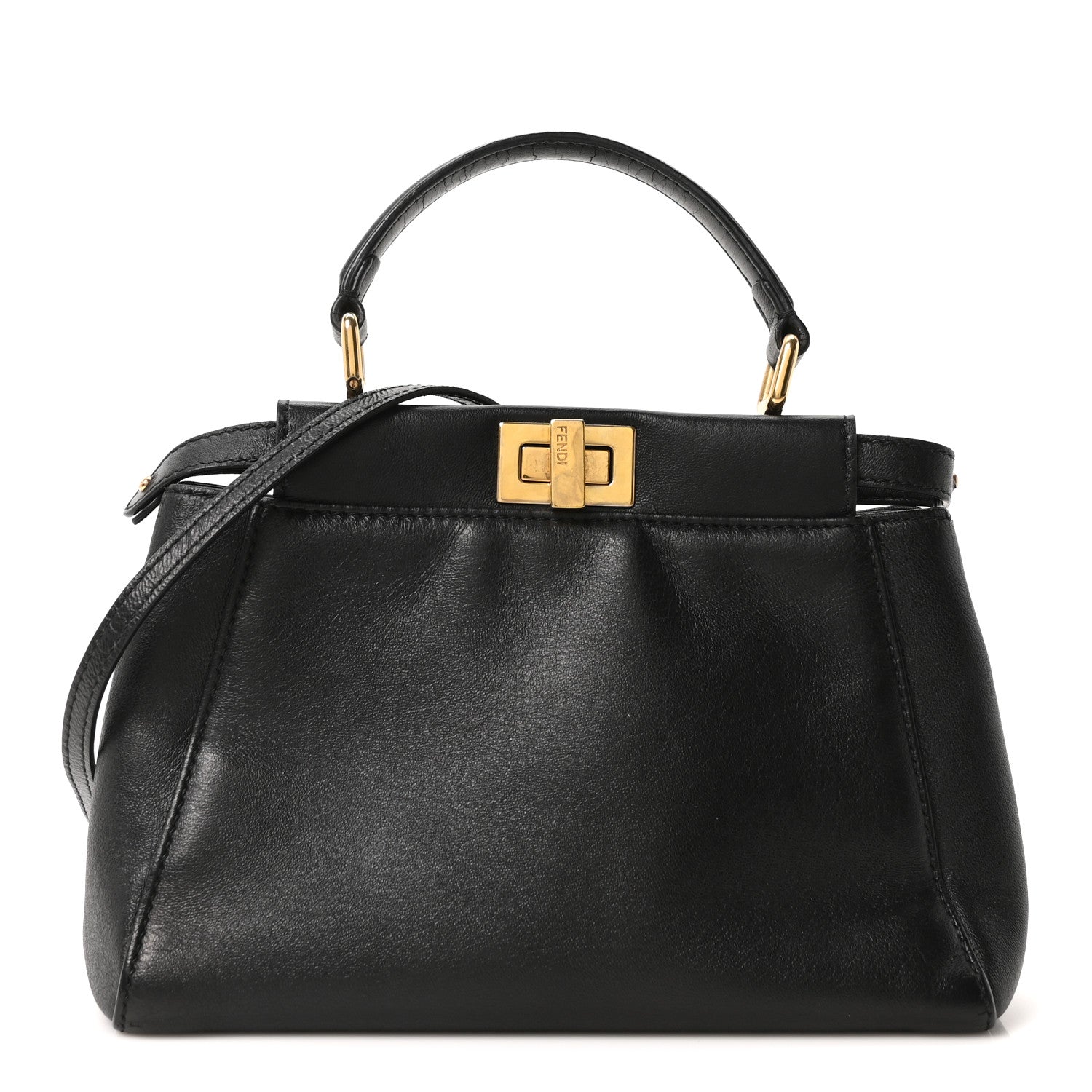 Fendi Nappa Mini Peekaboo Iconic Satchel Black 1 of 17