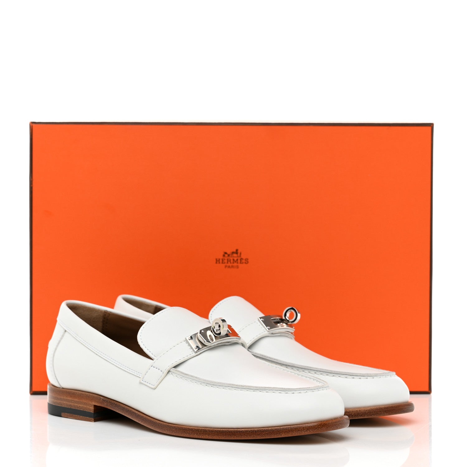 Hermes Calfskin Womens Destin Loafer 36 White 9 of 9