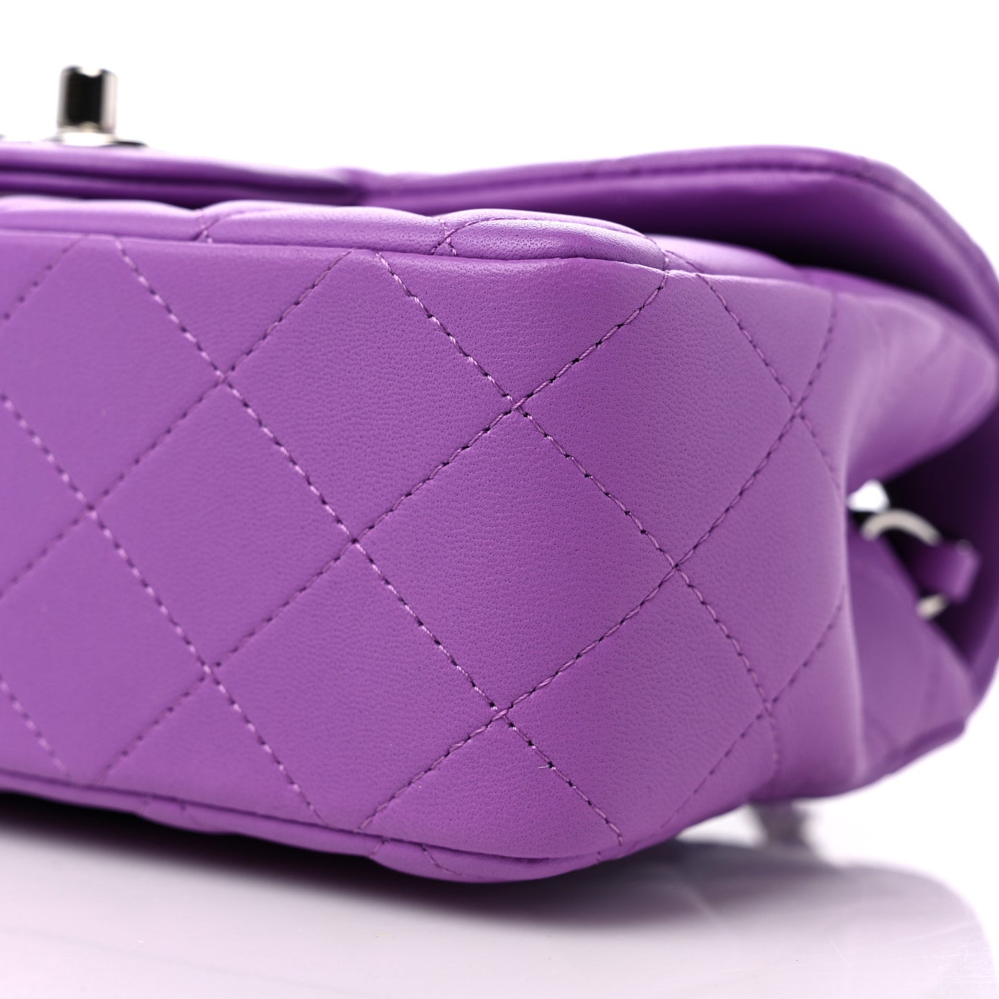 Lambskin Quilted Mini Rectangular Flap Purple