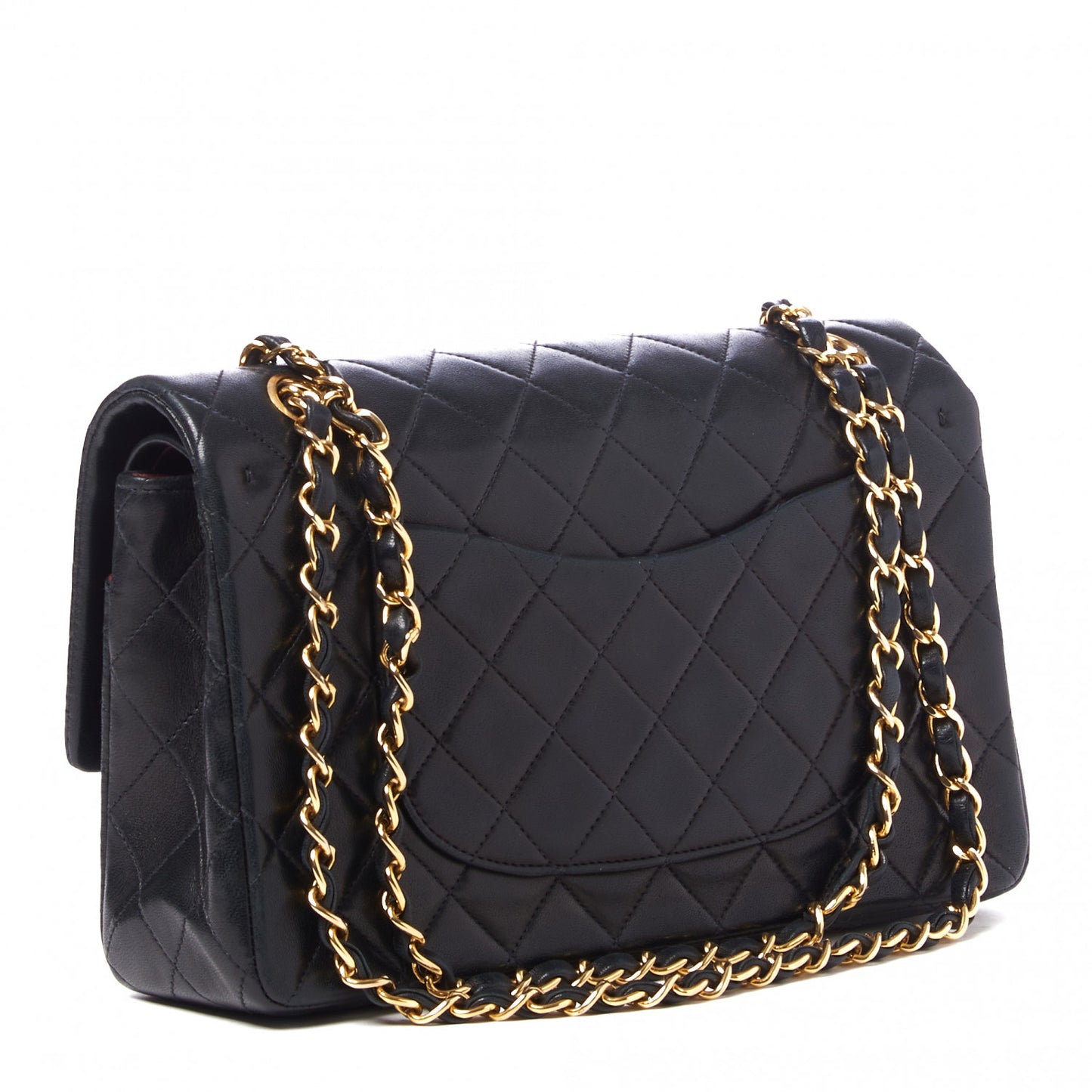 Lambskin Quilted Medium Double Flap Black