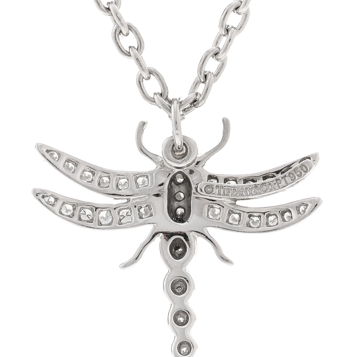 Platinum Diamond Dragonfly Pendant Necklace