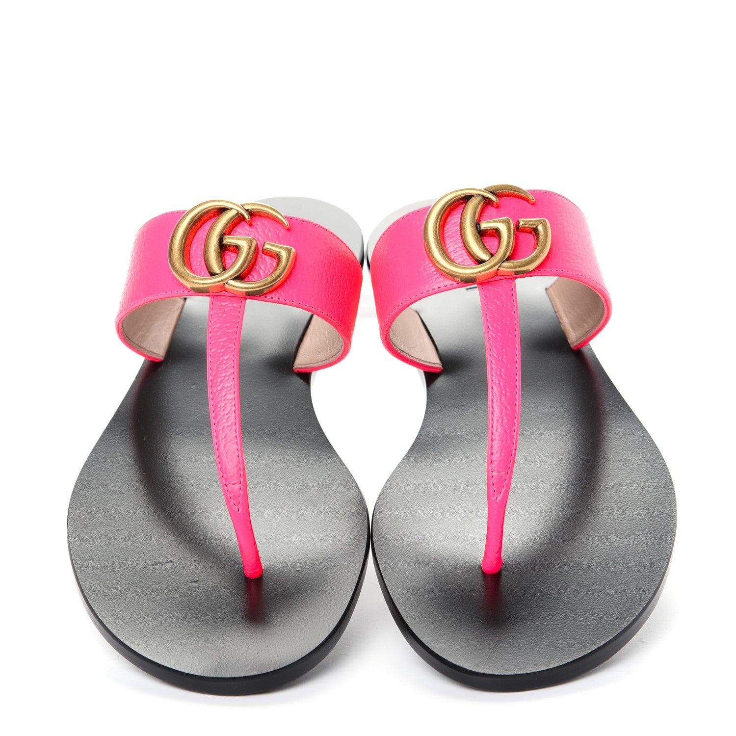 Gucci Calfskin GG Marmont Thong Sandals 36 Fuxia Fluo 5 of 10