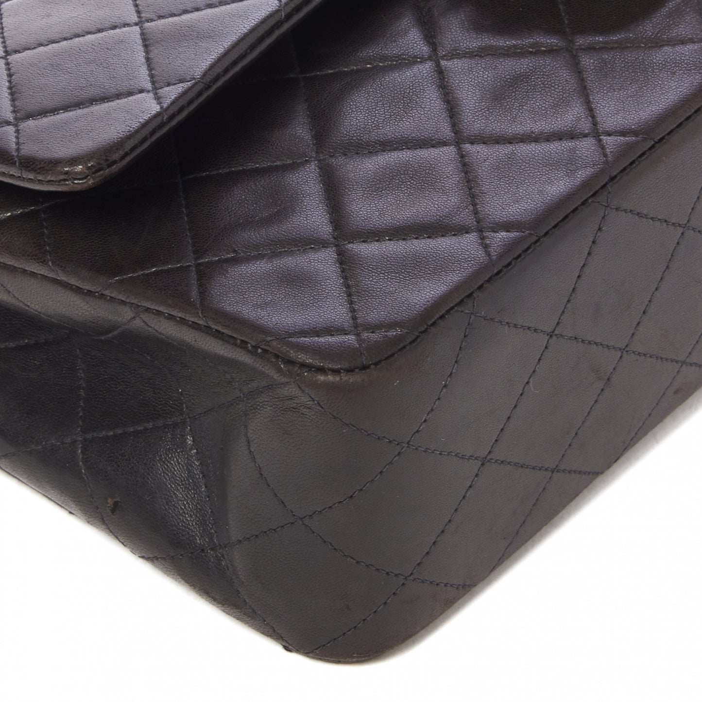 Lambskin Quilted Medium Double Flap Black