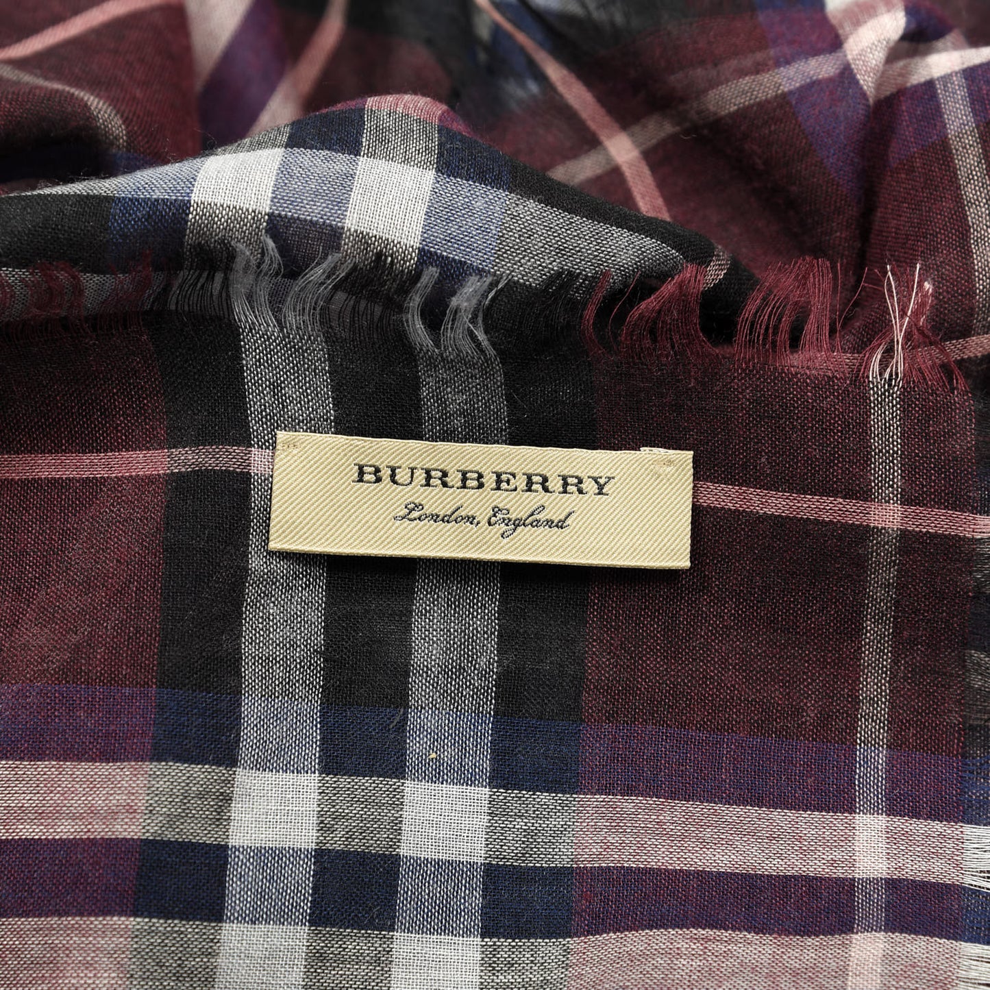 Modal Wool Check Square Scarf Claret