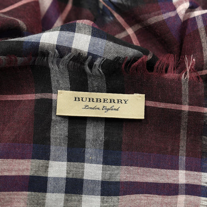 Burberry Modal Wool Check Square Scarf Claret 2 of 3