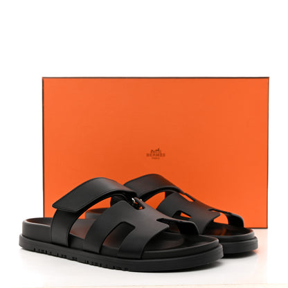 Hermes Calfskin Womens Chypre Sandals 38 Black 9 of 9