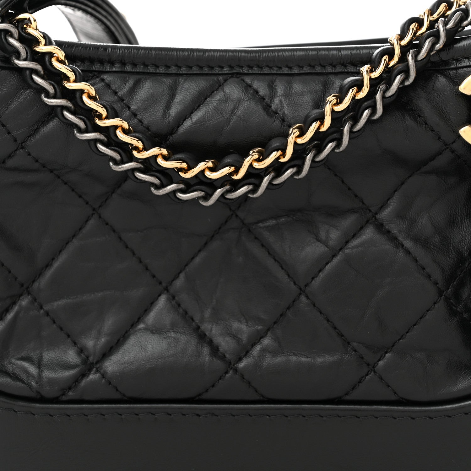 Chanel Aged Calfskin Quilted Small Gabrielle Hobo Black 8 of 14