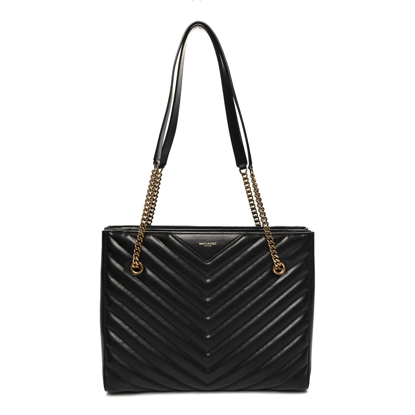 Grain de Poudre Matelasse Chevron Medium Tribeca Shopping Bag Black