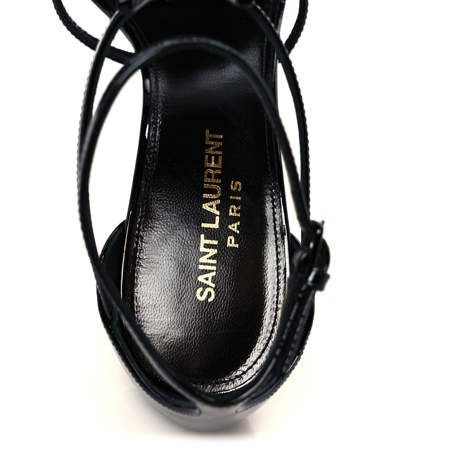 Saint Laurent Vernice Chiffon Cassandra 100 Ankle Strap Sandals 38.5 Black 7 of 10